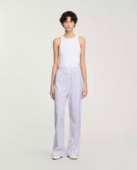 Женские прямые брюки в полоску с блестками Sandro, белый