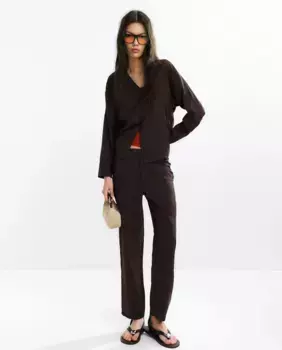 Женские прямые брюки в стиле карго с простыми карманами Parfois, темно-коричневый