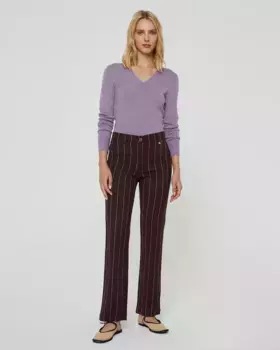 Женские прямые брюки в тонкую полоску с французскими карманами Paz Torras, фиолетовый