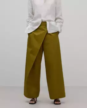 Женские прямые двубортные брюки из хлопка Adolfo Dominguez, зеленый