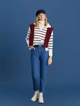 Женские прямые джинсовые брюки с завышенной талией для мамы SOUTHBLUE