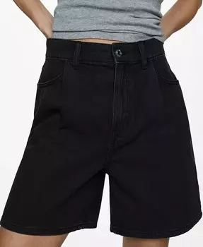 Женские прямые джинсовые шорты MANGO, черный