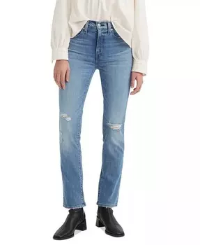 Женские прямые джинсы 724 короткой длины Levi's, синий