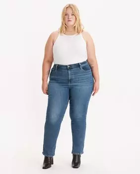 Женские прямые джинсы 724 с высокой посадкой, средней потертости Levi's, синий