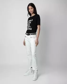 Женские прямые джинсы Ava с низкой посадкой и потрепанным краем Zadig & Voltaire, белый