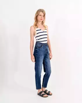 Женские прямые джинсы длиной до щиколотки с высокой посадкой Molly Bracken, темно-синий