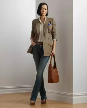 Женские прямые джинсы из хлопка с высокой посадкой Lauren Ralph Lauren, синий