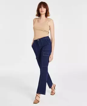 Женские прямые джинсы-карго узкого кроя со средней посадкой Anne Klein, синий