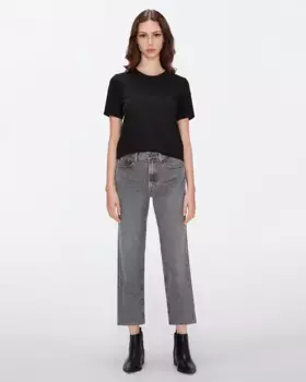 Женские прямые джинсы Logan Stovepipe с потертостями 7 For all mankind, серый