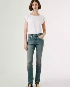 Женские прямые джинсы с эффектом поношенности и средней посадкой Pepe Jeans, серый