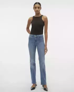 Женские прямые джинсы с эффектом потертости Vero Moda, индиго