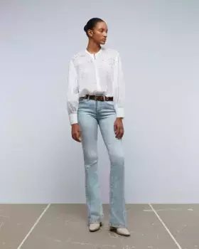 Женские прямые джинсы с карманами и шлевками на талии Scalpers, синий