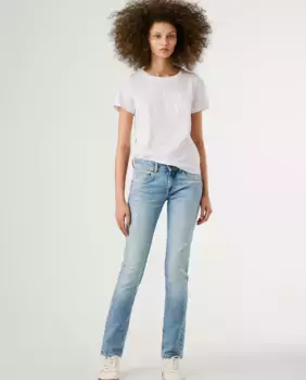 Женские прямые джинсы с низкой посадкой и рваными деталями Pepe Jeans, синий