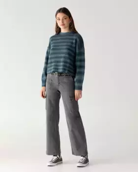 Женские прямые джинсы с широкими брюшами-кюлотами Noon, серый