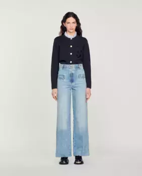 Женские прямые джинсы с широкими штанинами и завышенной талией Sandro, синий