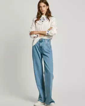 Женские прямые джинсы с высокой посадкой Pepe Jeans, синий