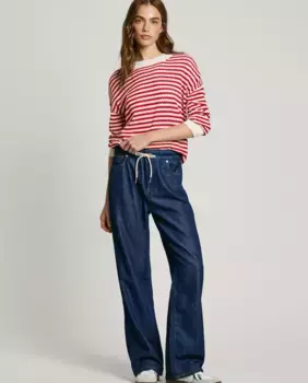 Женские прямые джинсы с высокой талией и талией типа «бумажный мешок» Pepe Jeans, синий