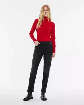 Женские прямые джинсы с высокой талией и застежкой-молнией Andam, черный