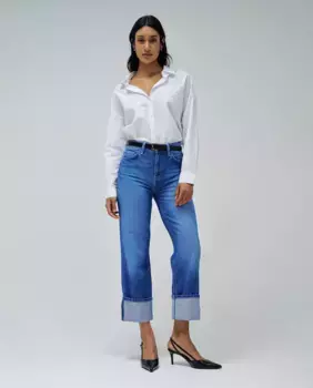 Женские прямые джинсы с высокой талией и манжетами Salsa Jeans, синий