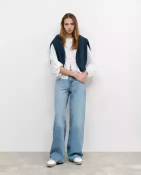 Женские прямые джинсы с заклепками по бокам Brownie, синий