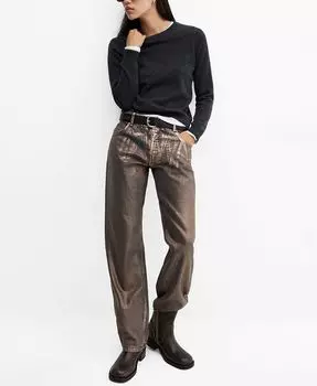Женские прямые джинсы с заниженной талией MANGO, коричневый