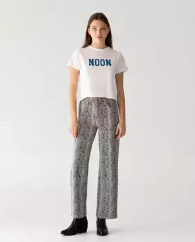 Женские прямые джинсы с завышенной талией и принтом зебры Noon, бежевый