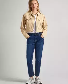 Женские прямые джинсы с завышенной талией темно-синего цвета Pepe Jeans, синий