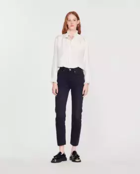 Женские прямые джинсы со средней посадкой и необработанным краем Sandro, черный