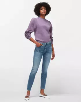 Женские прямые джинсы средней посадки Roxanne 7 For all mankind, светло-голубой