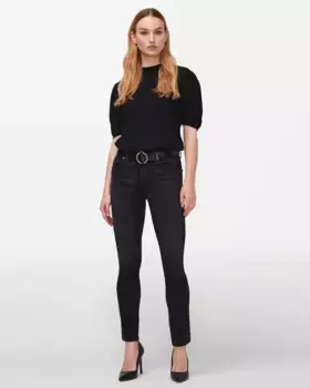 Женские прямые джинсы средней посадки Roxanne 7 For all mankind, черный