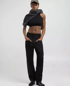 Женские прямые хлопковые брюки с карманами Replay, черный