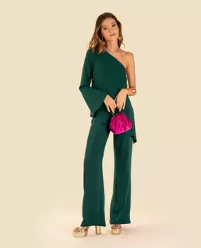 Женские прямые классические брюки с высокой посадкой The-Are, темно-зеленый