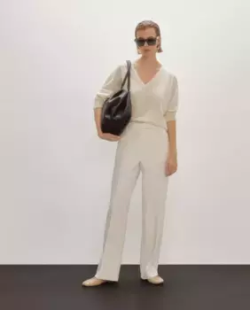 Женские прямые костюмные брюки со шлевками для ремня и потайной пуговицей Woman Limited El Corte Ingls, цвет Crudo