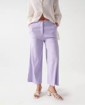 Женские прямые льняные брюки средней посадки Salsa Jeans, сиреневый
