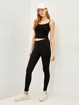 Женские прямые леггинсы с эластичной резинкой на талии LCW Casual