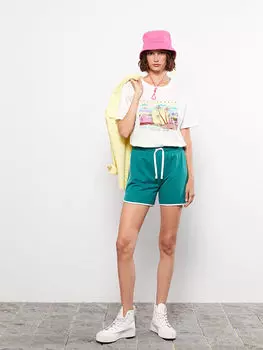 Женские прямые шорты с эластичной резинкой на талии LCW Casual