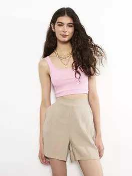 Женские прямые шорты с эластичной резинкой на талии LCW Casual