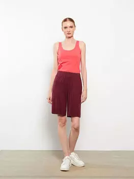 Женские прямые шорты с эластичной резинкой на талии LCWAIKIKI Classic