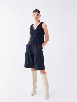 Женские прямые шорты удобного кроя LCW Casual, темно-синий