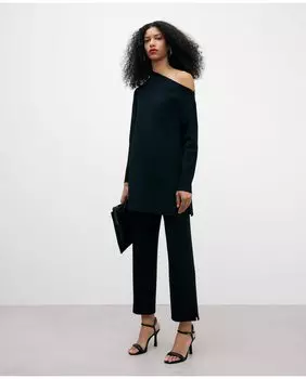 Женские прямые трикотажные брюки длиной до щиколотки Adolfo Dominguez, черный