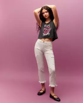 Женские прямые укороченные брюки-карго Green Coast, белый