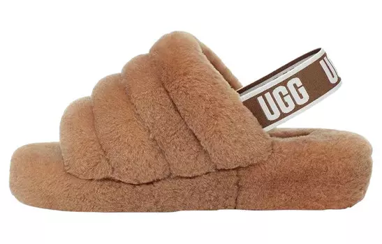 Женские пушистые горки Yeah Slide «Каштан» Ugg