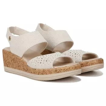 Женские яркие сандалии на танкетке средней/широкой формы Bzees, белый