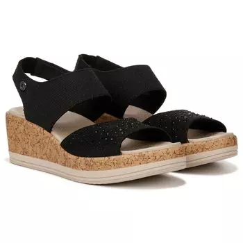 Женские яркие сандалии на танкетке средней/широкой формы Bzees, черный