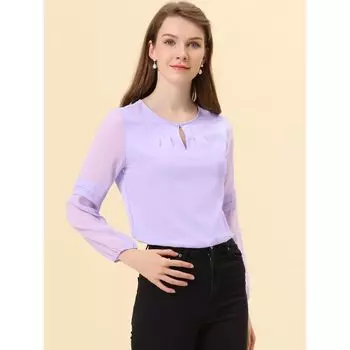 Женские рабочие топы, шифоновая рубашка, полупрозрачная элегантная блузка с вырезом под замочную скважину ALLEGRA K, красный