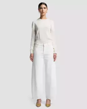 Женские расклешенные брюки bonnie криволинейной формы с завышенной талией 7 For all mankind, белый