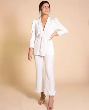 Женские расклешенные брюки длиной до щиколотки с высокой посадкой The-Are, белый