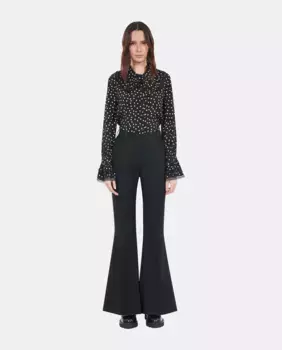 Женские расклешенные брюки из смесовой шерсти с высокой талией The Kooples, черный