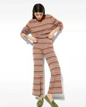 Женские расклешенные брюки из трикотажного полотна с полосатым принтом Parfois, мультиколор