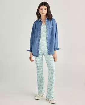 Женские расклешенные брюки с принтом Green Coast, зеленый